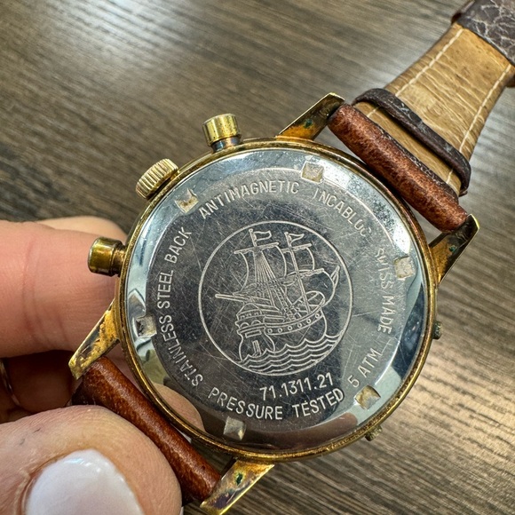 Jumbo WAKMANN Triple Date Chronograph Valjoux Watch - Picture 8 of 16